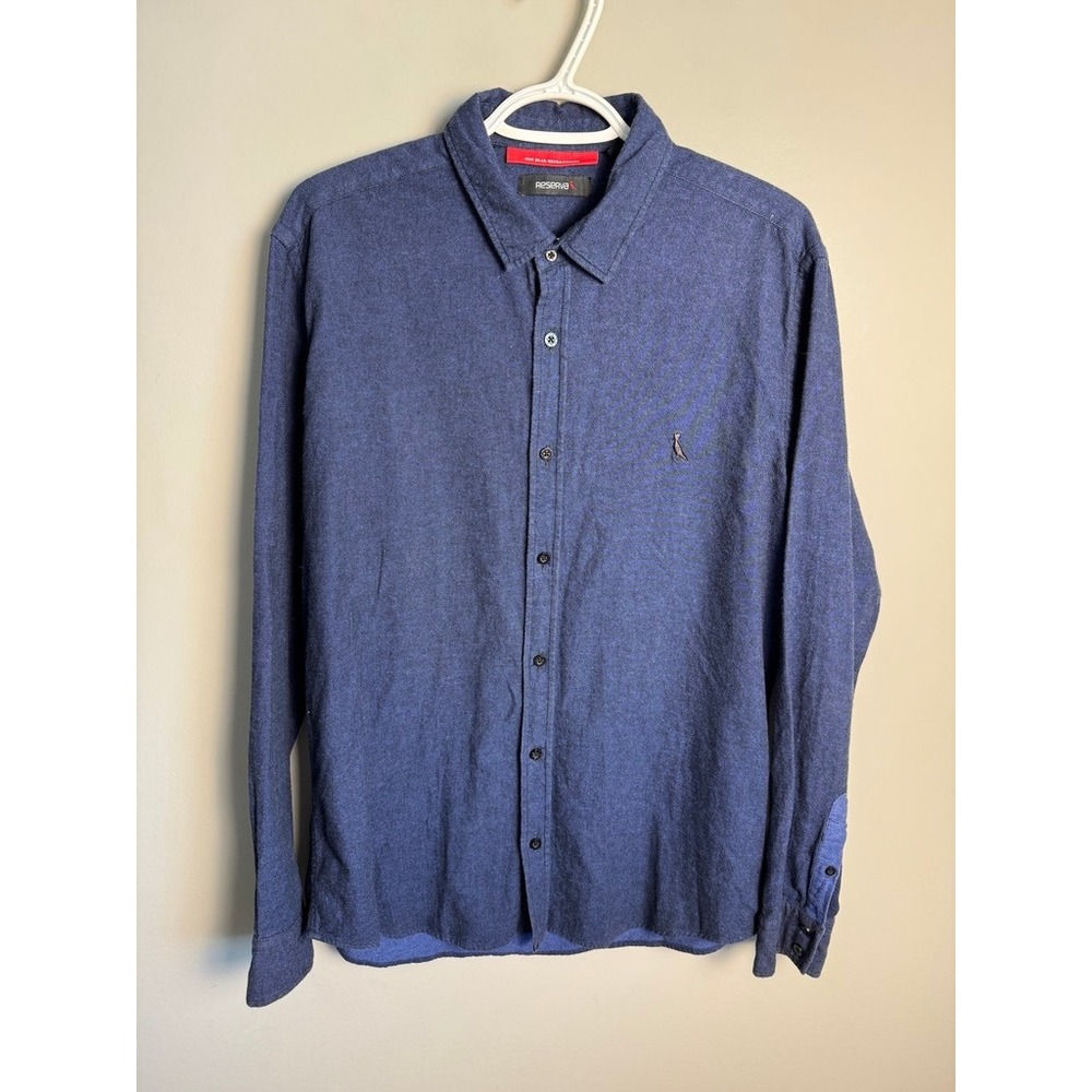 Reserva Mens Navy Purple Button Down Shirt L Casual Preppy Minimalist
